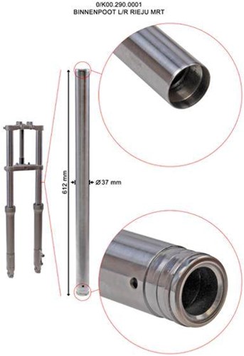 Voorvork Poot voor Derbi Senda X-Race / Senda Xtreme / Gilera SMT 50 / Rieju MRt 50 - Per Stuk - Lengte 612mm-3