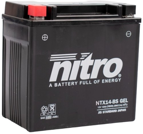 Accu Nitro Gel NTX14-BS / YTX14-BS 12volt 12Ah 150 x 87 x 145mm Onderhoudsvrij
