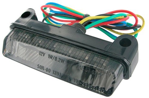 Achterlicht STR8 Led Mini Blackline Universeel Scooter / Bromfiets Inclusief Knipperlichten Afmeting: 78x16x32mm