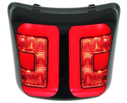 Achterlicht Power1 Vespa Gts 250 / Vespa Gts 300 Glans Zwarte Rand Smoke vanaf 2018 (Met ingebouwde Knipperlichten) - Achterlicht Frame Hoogte 18.5cm