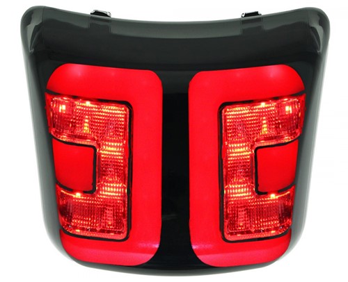 Achterlicht Power1 Vespa Gts 250 / Vespa Gts 300 Glans Zwarte Rand Smoke vanaf 2018 (Met ingebouwde Knipperlichten) - Achterlicht Frame Hoogte 18.5cm