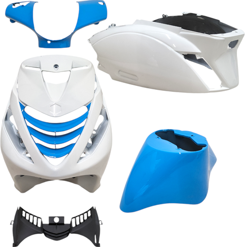 Kappenset Piaggio Zip 2000 Polini Blauw/Wit met SP voorscherm 