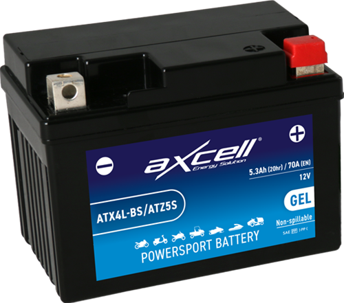 Accu Axcell ATX4L-BS / YTX4L-BS 12volt 5.3Ah 110 x 70 x 85mm Onderhoudsvrij GEL