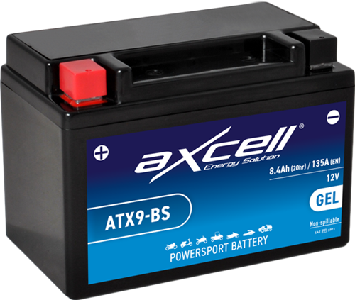Accu Axcell ATX9-BS/ YTX9-BS 12volt 8.4Ah 150 x 87 x 105mm Onderhoudsvrij GEL