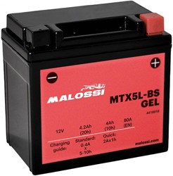 Accu Malossi MTX5L-BS Gel 12volt (YTC5L-BS) Kymco Agility 50 12inch / Kymco Agility 50 10inch / Peugeot V-clic / Kisbee 4t / Kymco Dink 50 / Aprillia Sr 2000 Ditech / Baotian Speedy 4t 4418918