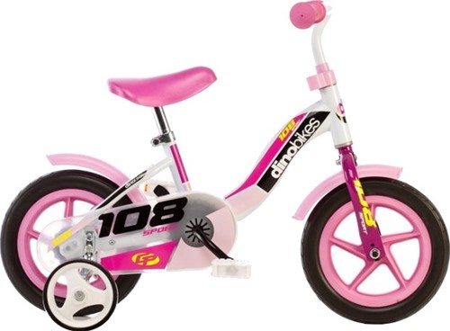 Kinderfiets Dino 108L-Girl 10 Inch 17 cm Meisjes Doortrapper Roze