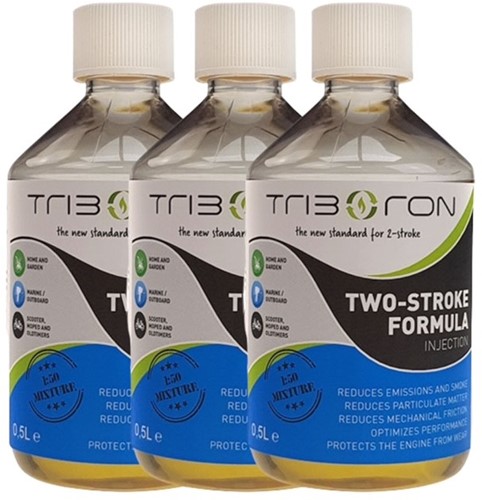 Package Deal Triboron 2 takt olie vervanger voor brommers en scooters met oliepomp (stank en rookvrije tweetakt olie)