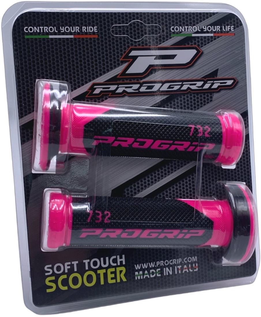 Handvat Set Zwart Roze (Progrip) Universeel Scooter / Cityparts