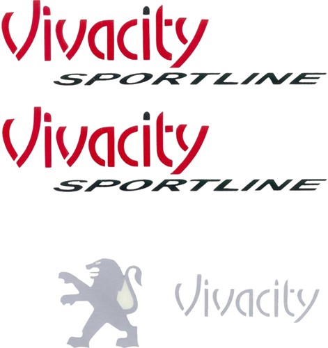 Stickerset Peugeot Viva City T/m 2008 Zwart / Rood