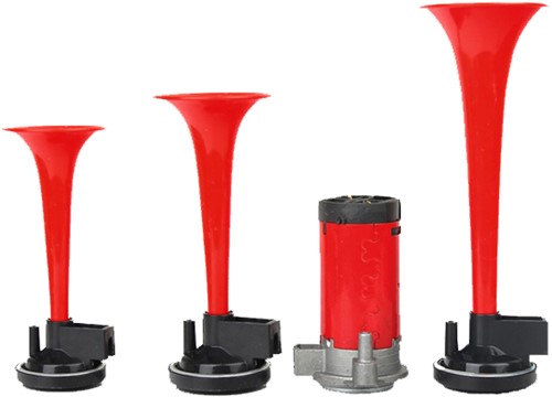 luchthoorn 12volt universeel 3-delig - inclusief aansluit materiaal