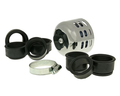 Powerfilter 101 Octane Air Box Chroom Metaal Rechte Aansluiting Ø28-44mm