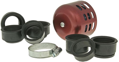 Powerfilter 101 Octane Air Box Rood Metaal Rechte Aansluiting Ø28-44mm