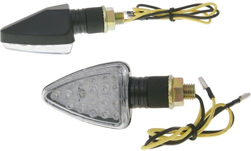 Knipperlicht Set Led M10 Zwart Mini Kort Derbi Senda / Derbi Gpr 50 / Aprilia RS 50 / Aprilia SX 50 / Universeel Scooter / Bromfiets / Motorfiets