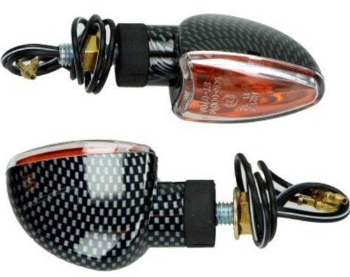 Knipperlicht Set (Carbon) Derbi Senda / Derbi Gpr 50 / Aprilia RS 50 / Aprilia SX 50 / Universeel Scooter / Bromfiets / Motorfiets