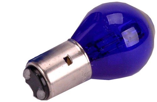 lamp 12 volt BA20D 35 / 35 watt universeel scooter p.stuk blauw
