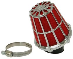 Luchtfilter Malossi E5 Open Rood Chroom Ø38mm 30° Graden 047593K
