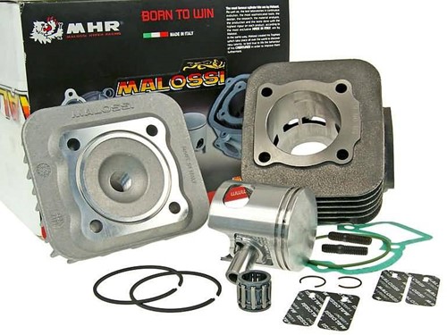 Cilinder 70cc Malossi Aprilia 2T / Derbi 2T / Piaggio 2T / Gilera 2T / Vespa 2T / Italjet 2T Luchtgekoeld 47mm + Cilinderkop Gietijzer 316926