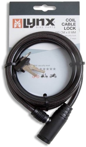 Spiraal Kabelslot Lynx 150 cm x 8mm Zwart