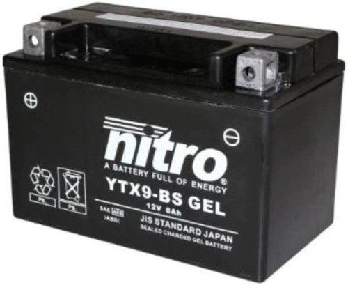 Accu Nitro Axcell YTX9-BS / NTX9-BS 12volt 8Ah 150 x 87 x 105mm Onderhoudsvrij (GEL)