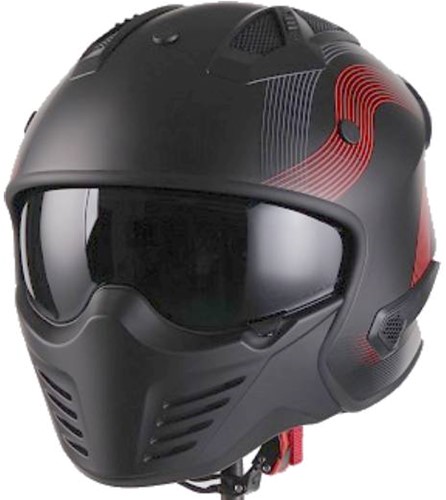 Helm Vito Bruzano - Kleur Mat Zwart Rood - Maat S