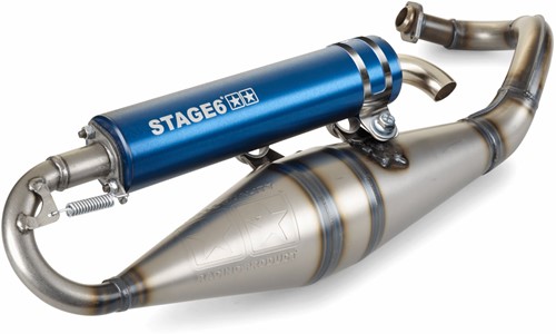 Uitlaat Stage6 Pro Replica MK2 Blauw voor Piaggio Zip 2000 2t / Vespa Lx 50 2t / Piaggio Fly 2t / Piaggio Typhoon / Gilera Runner / Gilera Dna / Gilera Ice / Piaggio Nrg