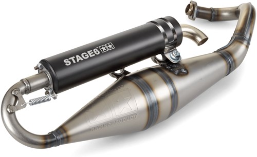 Uitlaat Stage6 Pro Replica MK2 Zwart voor Piaggio Zip 2000 2t / Vespa Lx 50 2t / Piaggio Fly 2t / Piaggio Typhoon / Gilera Runner / Gilera Dna / Gilera Ice / Piaggio Nrg