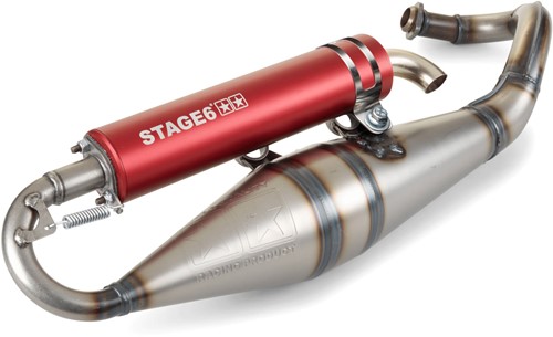 Uitlaat Stage6 Pro Replica MK2 Rood voor Piaggio Zip 2000 2t / Vespa Lx 50 2t / Piaggio Fly 2t / Piaggio Typhoon / Gilera Runner / Gilera Dna / Gilera Ice / Piaggio Nrg
