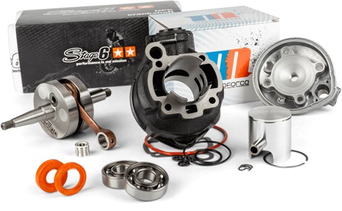 Cilinderkit + Kop Motoforce 80cc voor Yamaha TZR 50 / Aprillia RS 50 AM6 / Minarelli AM6 / Peugeot XP6 (+krukas stage6 en Lagerset)