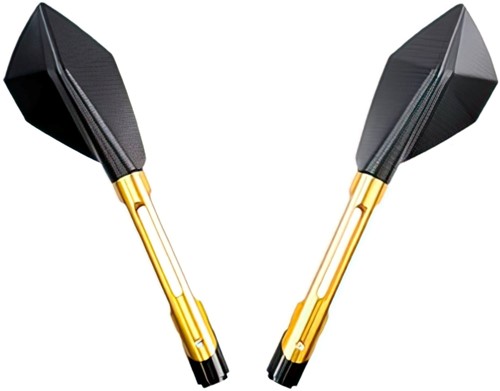 Spiegel Set CNC Goud - Verstelbaar en Kantelbaar M8 draad - Scooter / Schakelbrommer / Motorfiets