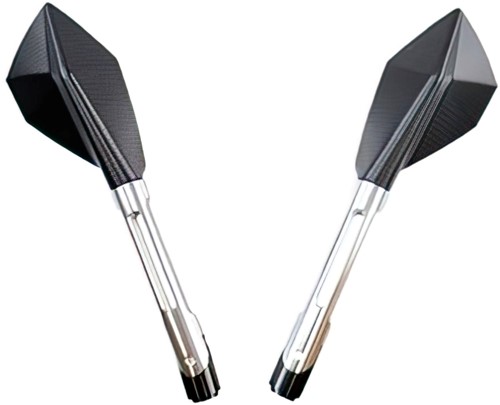 Spiegel Set CNC Zilver Zwart - Verstelbaar en Kantelbaar M8 draad - Scooter / Schakelbrommer / Motorfiets