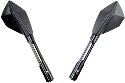 Spiegel Set CNC Zwart - Verstelbaar en Kantelbaar M8 draad - Scooter / Schakelbrommer / Motorfiets