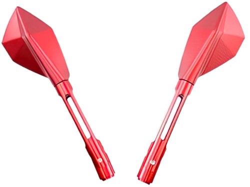 Spiegel Set CNC Rood - Verstelbaar en Kantelbaar M8 draad - Scooter / Schakelbrommer / Motorfiets