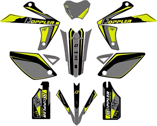 Sticker Set Doppler Geel / Zwart / Grijs voor Beta RR 50 - V.a 2009 T/m 2022