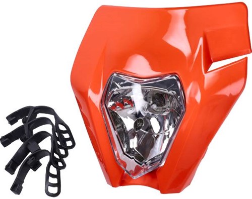 Koplampspoiler + Koplapunit Enduro Oranje Aprilia / Rieju / Derbi Senda 