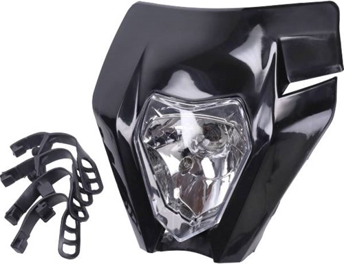 Koplampspoiler + Koplapunit Enduro Zwart Aprilia / Rieju / Derbi Senda 