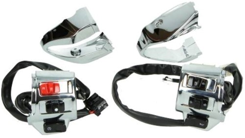 Stuurschakelaar Set Chroom Vespa Primavera / Sprint  4 Stuk Model Origineel