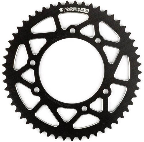 Achtertandwiel 53 tands Stage6 voor Derbi Senda DRD Pro - 420 - 6 gaats - Zwart