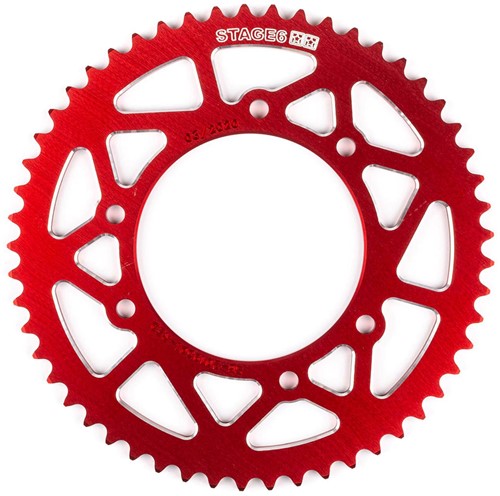 Achtertandwiel 53 tands Stage6 voor Derbi Senda DRD Pro - 420 - 6 gaats - Rood