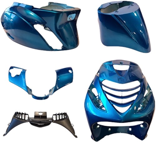 Kappenset Piaggio Zip 2000 ICE Candy Blauw met SP voorscherm 5 delig