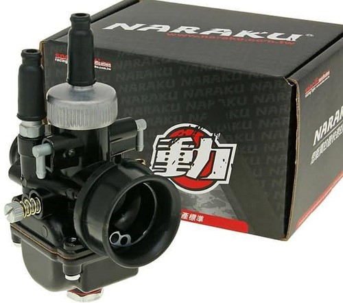 Carburateur 17.5mm Naraku V.2 Racing Black Edition Universeel Scooter / Bromfiets (Handchoke Aansluiting) NK201.07