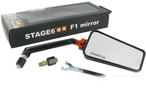 Spiegel Stage6 F1 Rechts Glimmend Zwart Universeel Scooter M8 Draad