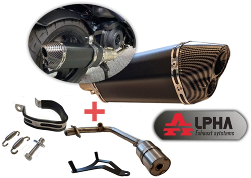 Uitlaat Alpha Piaggio Zip 50 E4 / Vespa Sprint 4t 3v E4 / Primavera 4t 3v E4 Titanium + Uitlaatbocht -2