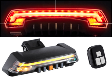Achterlicht + Knipperlicht Aplus Universeel E-step / E-bike LED  BL03 + Afstandbediening