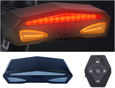 Achterlicht + Knipperlicht Aplus Universeel E-step / E-bike LED  BL08 + Afstandbediening