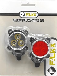 Fiets FALKX Tri Star siliconen Led verlichting set zwart Batterij