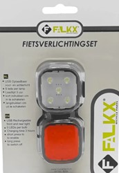Fiets FALKX 5 Star siliconen Led verlichting set zwart Batterij