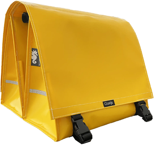 Clarijs fietstas dubbel XL PVC 46L met uitsparing geel