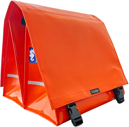 Clarijs fietstas dubbel XL PVC 46L met uitsparing oranje