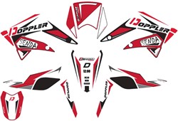 Sticker Set Doppler Rood / Zwart Derbi Senda 50 DRD Racing / Derbi Senda 50 SM 2011 / Tm 2017