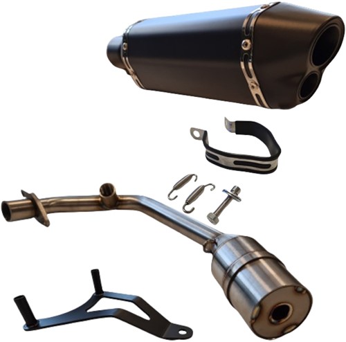 Uitlaat Alpha Piaggio Zip 50 E4 / Vespa Sprint 4t 3v E4 / Primavera 4t 3v E4 Black + Uitlaatbocht 